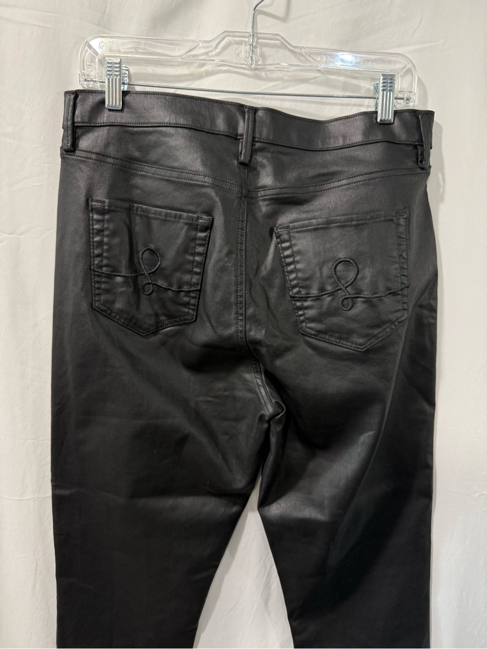 Lilly Pulitzer Black Leather Jeans with Gold Buttons - Picture 4 of 5